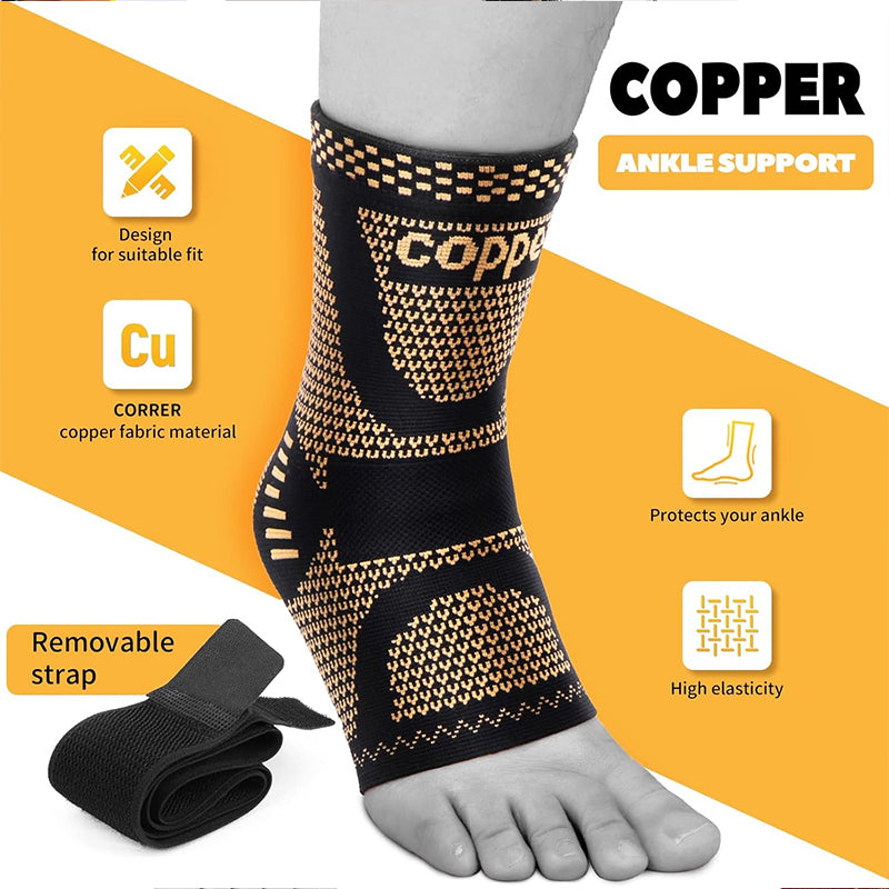 Copper Ankle Brace Adjustable Compression Sleeve (1 Pair)