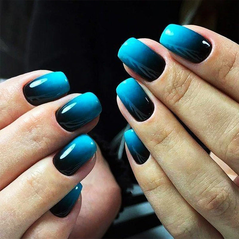 4 Gradient Colors Glue on Nails Reusable Stick on Nails