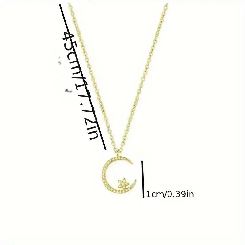 Star Moon Super Sparkle Exquisite Dainty zirconia Ramadan Pendant Necklace