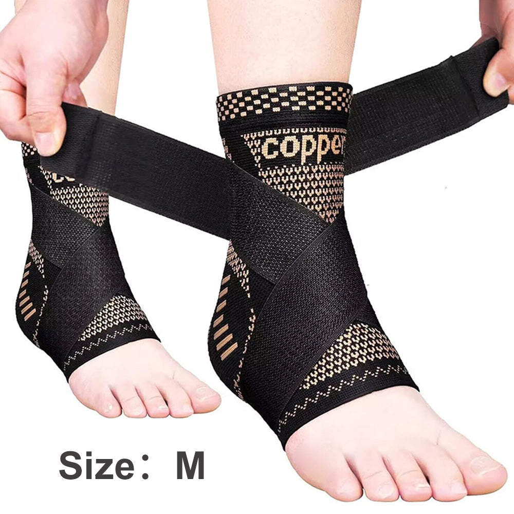 Copper Ankle Brace Adjustable Compression Sleeve (1 Pair)