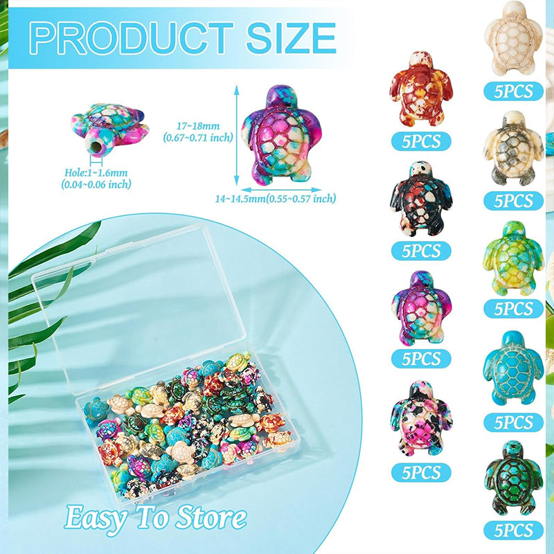100pcs Turquoise Stone Sea Turtle Beads