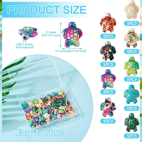 100pcs Turquoise Stone Sea Turtle Beads