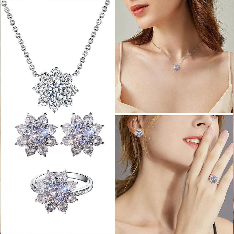 Elegant Women's Jewelry with Cubic Zirconia Beautiful Flower Necklace