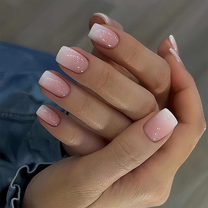 4 Gradient Colors Glue on Nails Reusable Stick on Nails