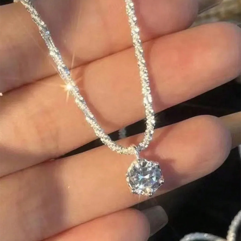 Silver Single Diamond Small Pendant