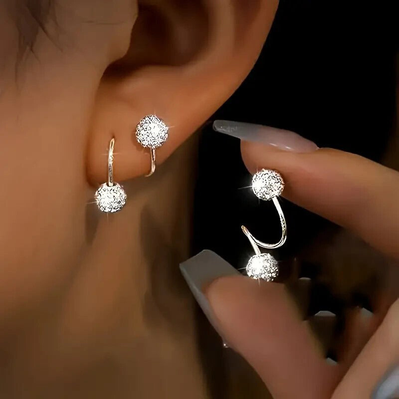 Elegant Zirconia Irregular Hoop Earrings（2Pcs）