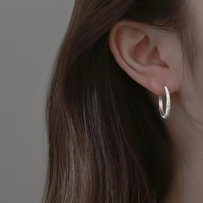Silver Plated Hoop Earrings(2Pcs)