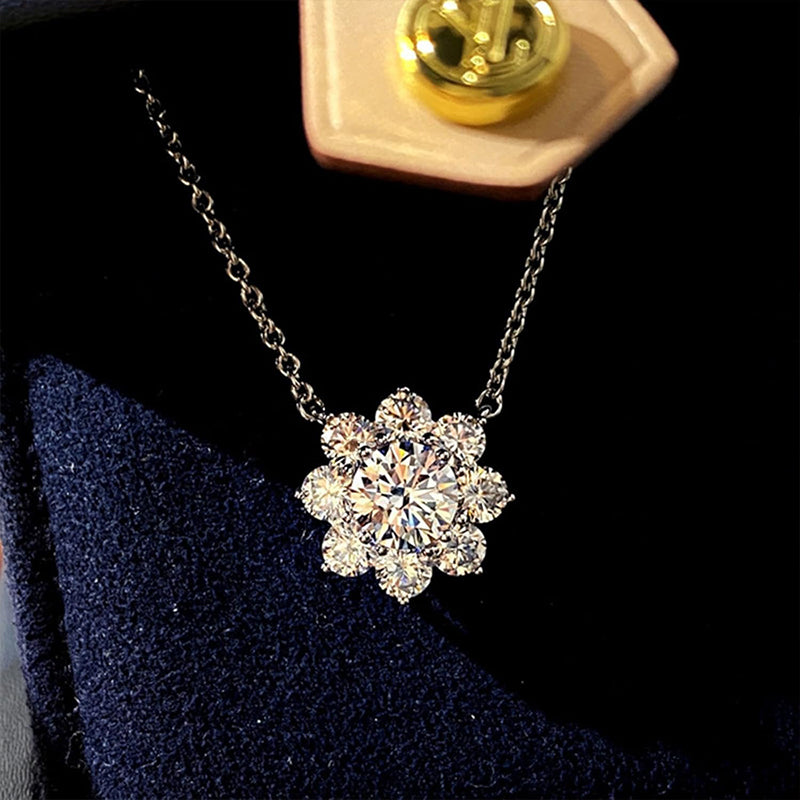 Elegant Women's Jewelry with Cubic Zirconia Beautiful Flower Necklace