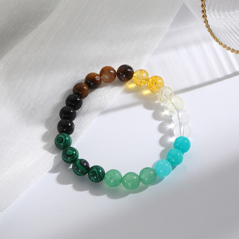 4pcs Natural Stone Bracelet Good Money Luck Health Green Malachite Tiger Eye