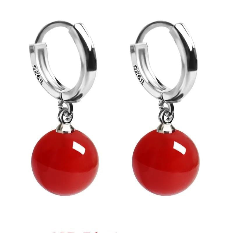 Natural Red Stone Dangle Earrings