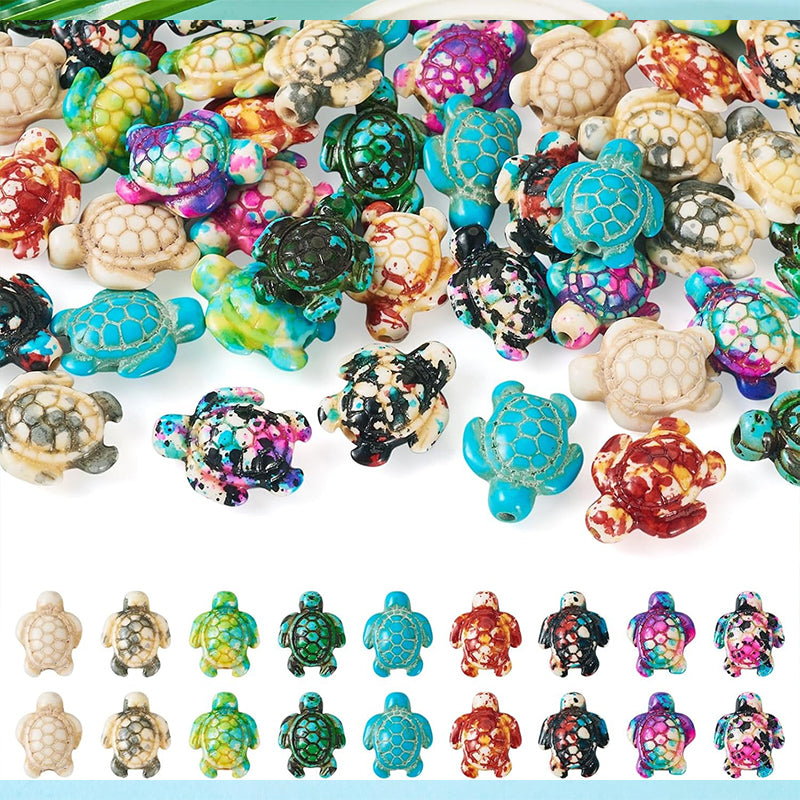 100pcs Turquoise Stone Sea Turtle Beads