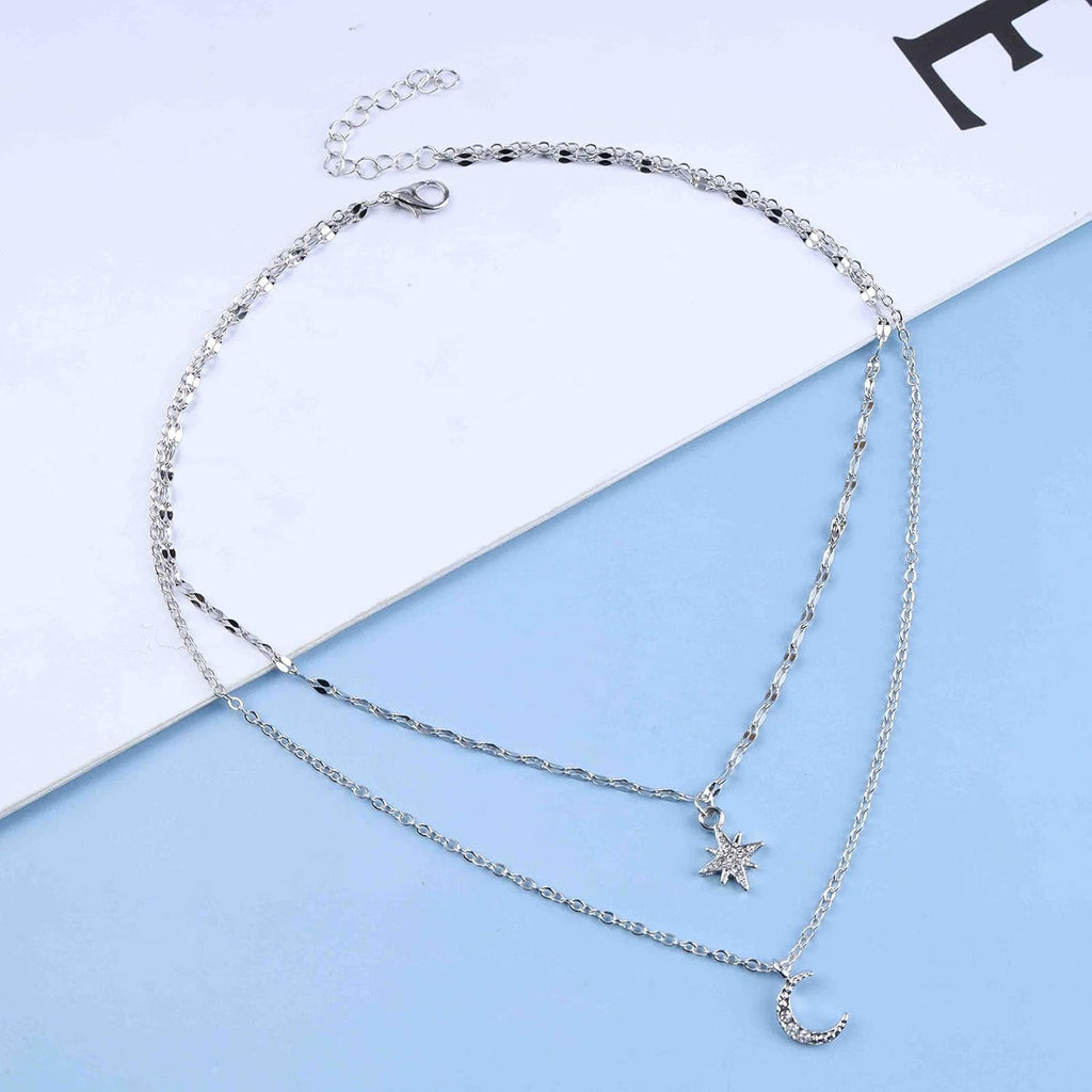 Women Simple Choker Moon Star Choker Necklace