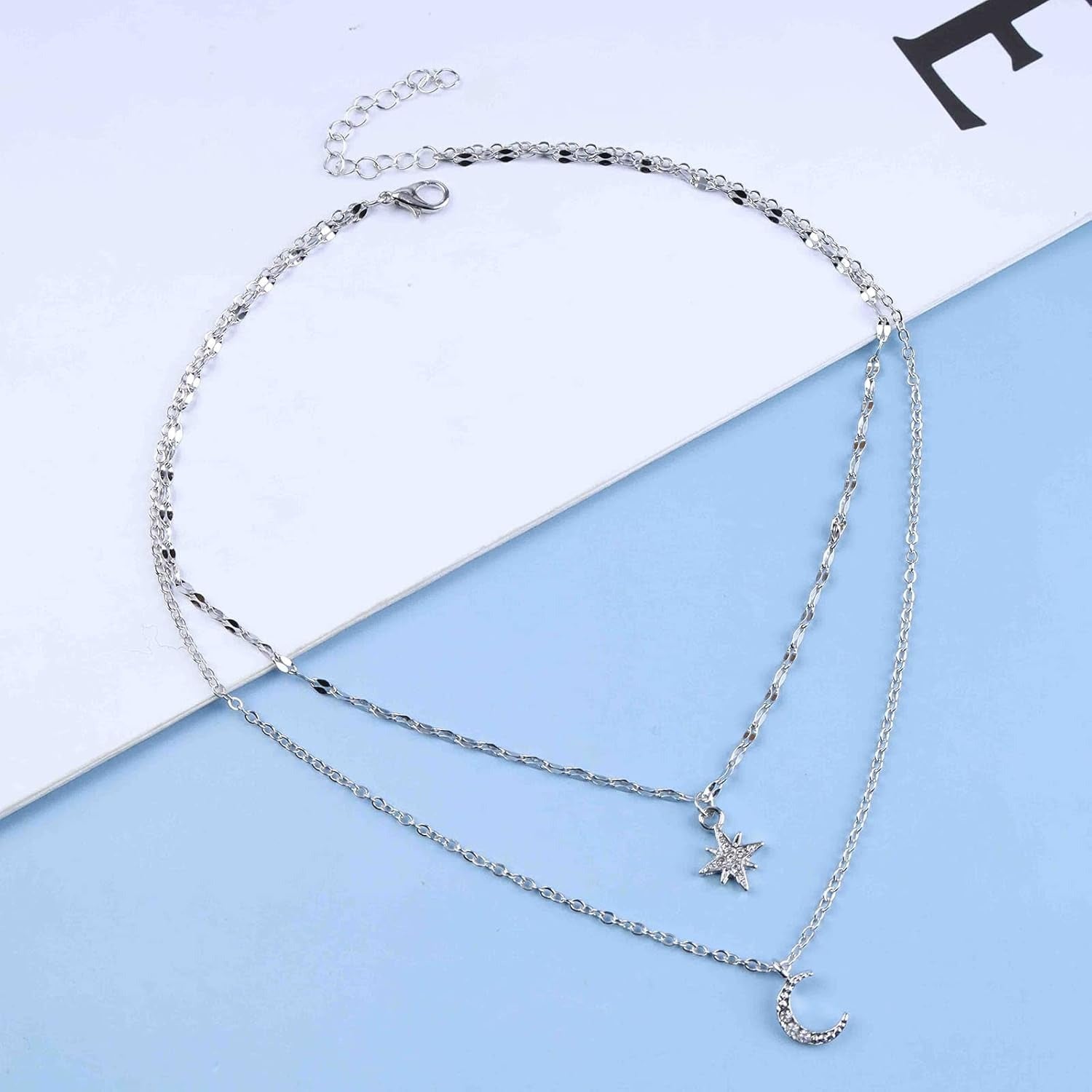 Women Simple Choker Moon Star Choker Necklace