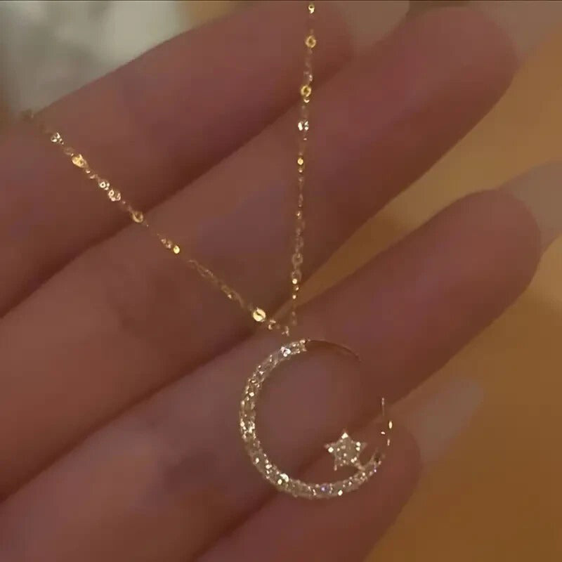 Star Moon Sparkle Zircon Ramadan Pendant Necklace