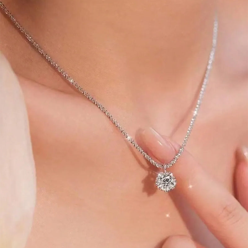 Silver Single Diamond Small Pendant