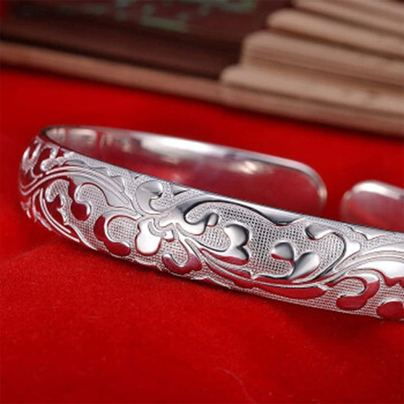 Adjustable Cuff Bangle Carve Flower Vine Bracelets