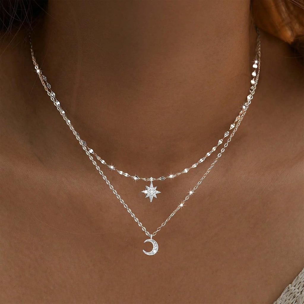 Women Simple Choker Moon Star Choker Necklace