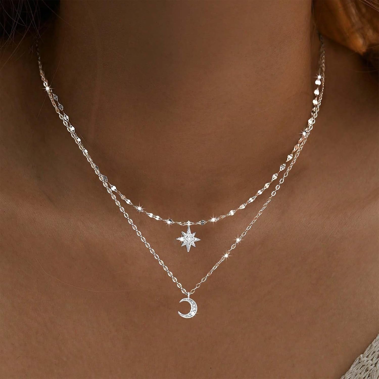 Women Simple Choker Moon Star Choker Necklace