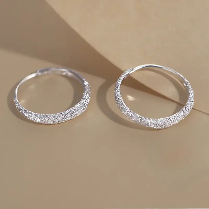 Silver Plated Hoop Earrings(2Pcs)