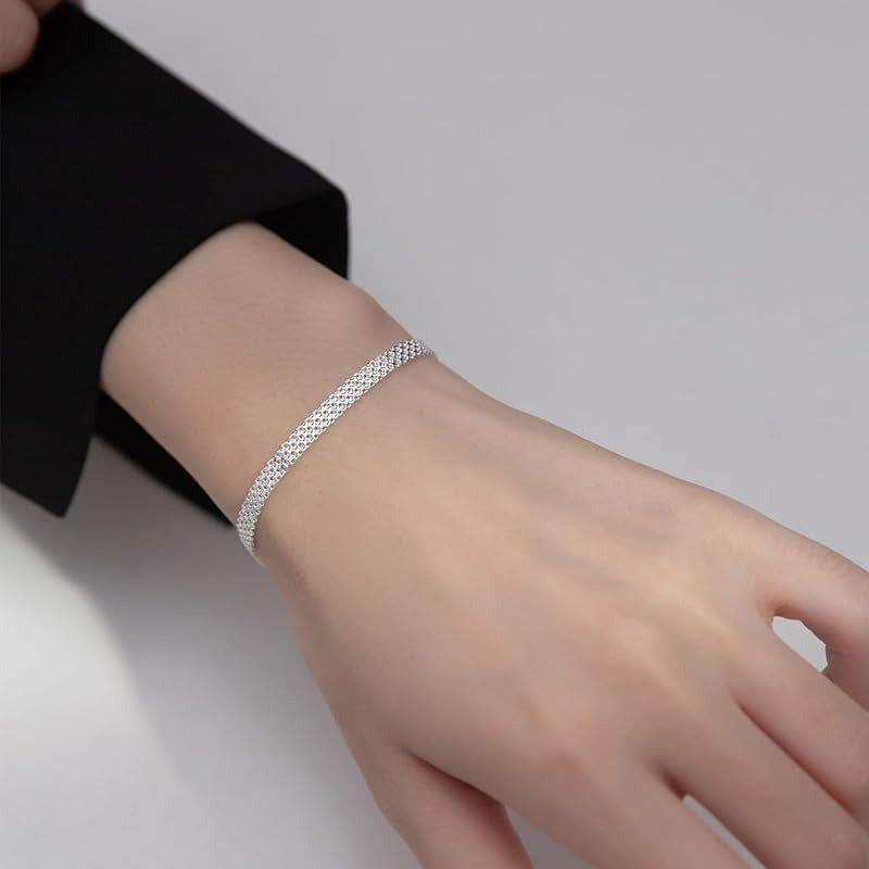 Flat weave woven silver plated bracelets（Buy 1 Get 1 Free）