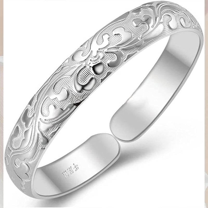 Adjustable Cuff Bangle Carve Flower Vine Bracelets