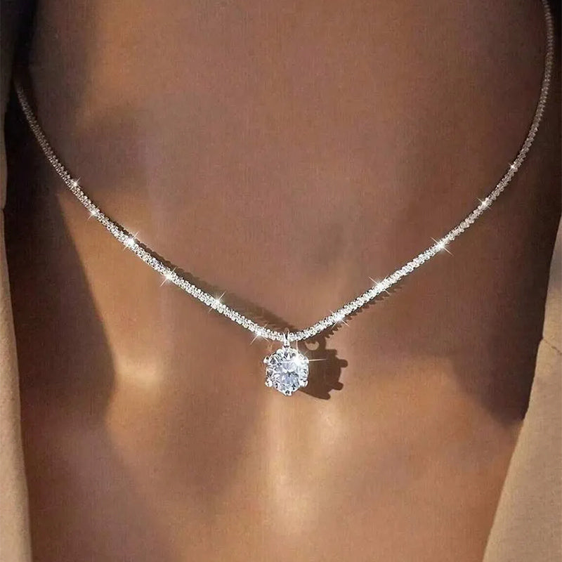 Silver Single Diamond Small Pendant