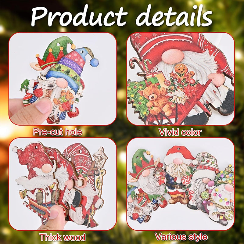 36 Pcs Christmas Gnome Wooden Ornaments Christmas Tree Decorations