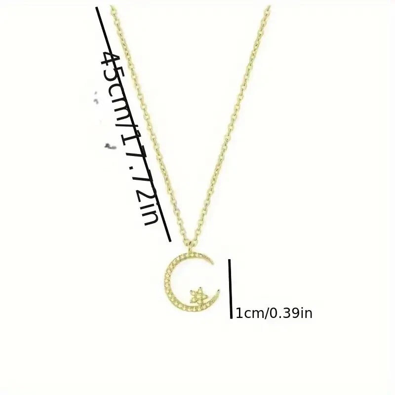 Star Moon Sparkle Zircon Ramadan Pendant Necklace