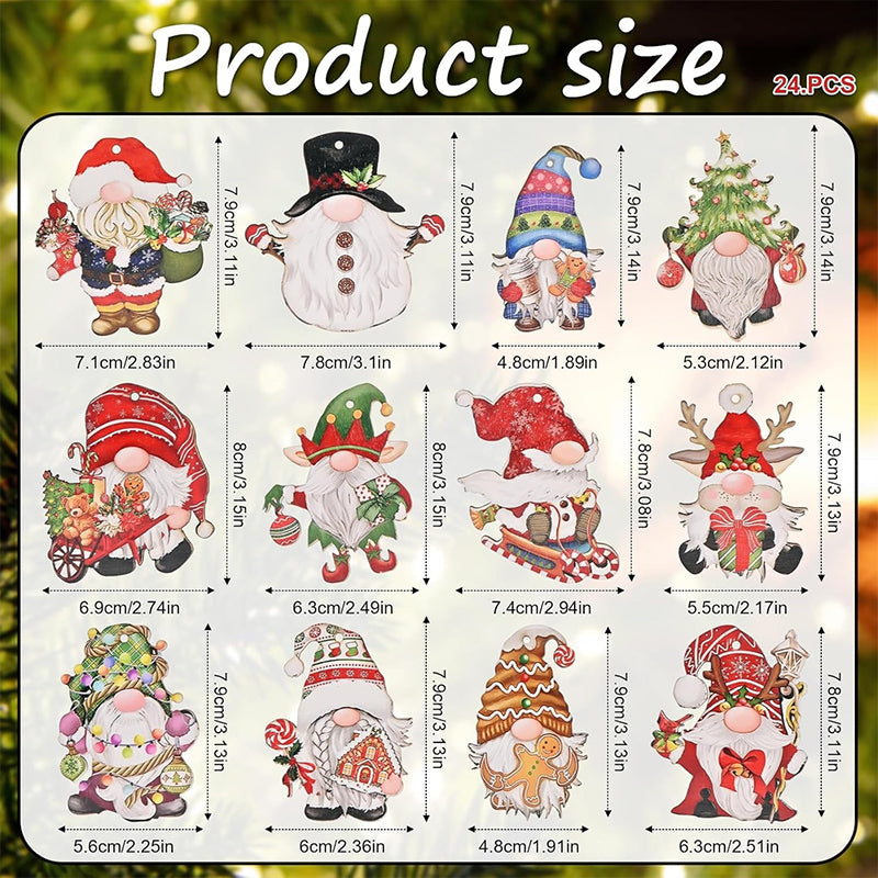 36 Pcs Christmas Gnome Wooden Ornaments Christmas Tree Decorations
