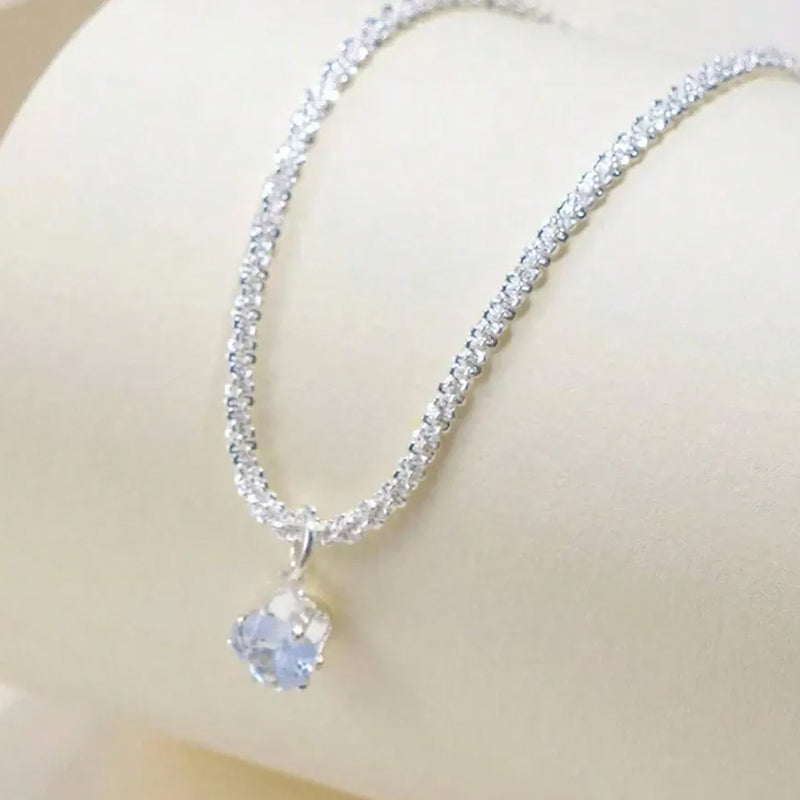 Silver Single Diamond Small Pendant