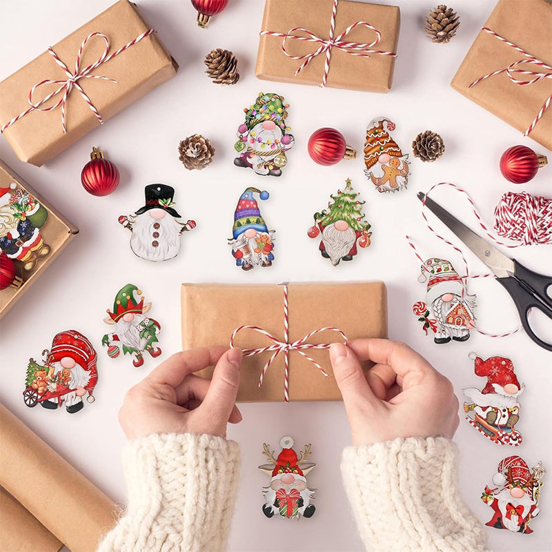 36 Pcs Christmas Gnome Wooden Ornaments Christmas Tree Decorations
