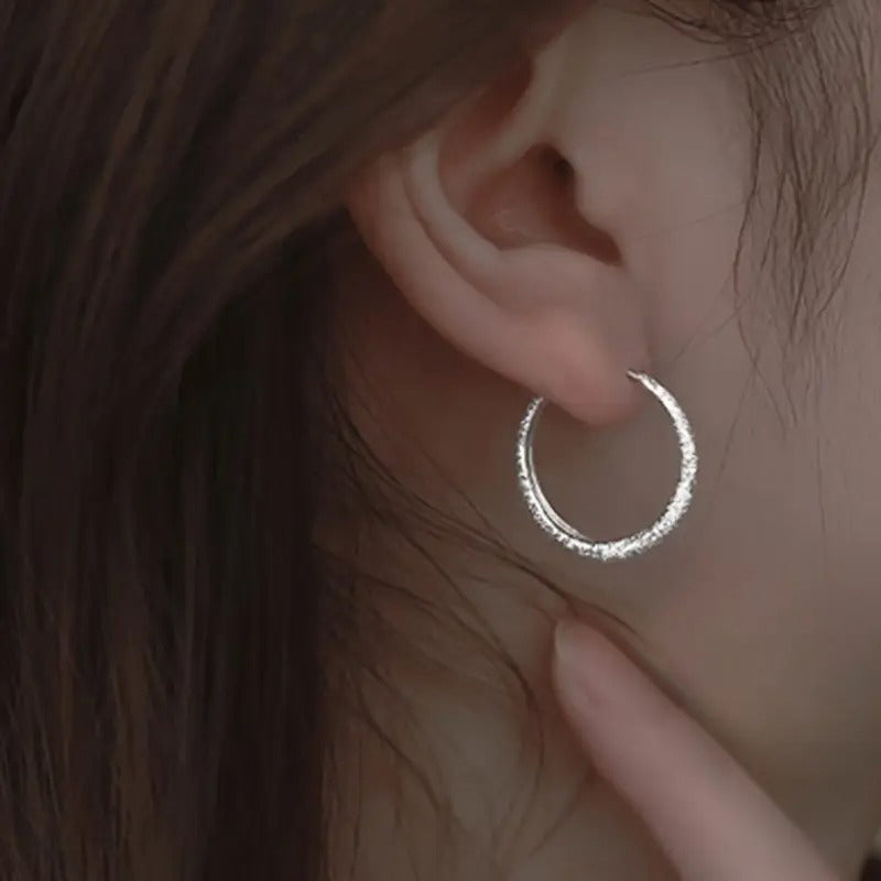 Silver Plated Hoop Earrings(2Pcs)