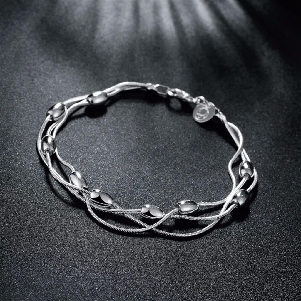 Three Lines Beads Charm Bracelet