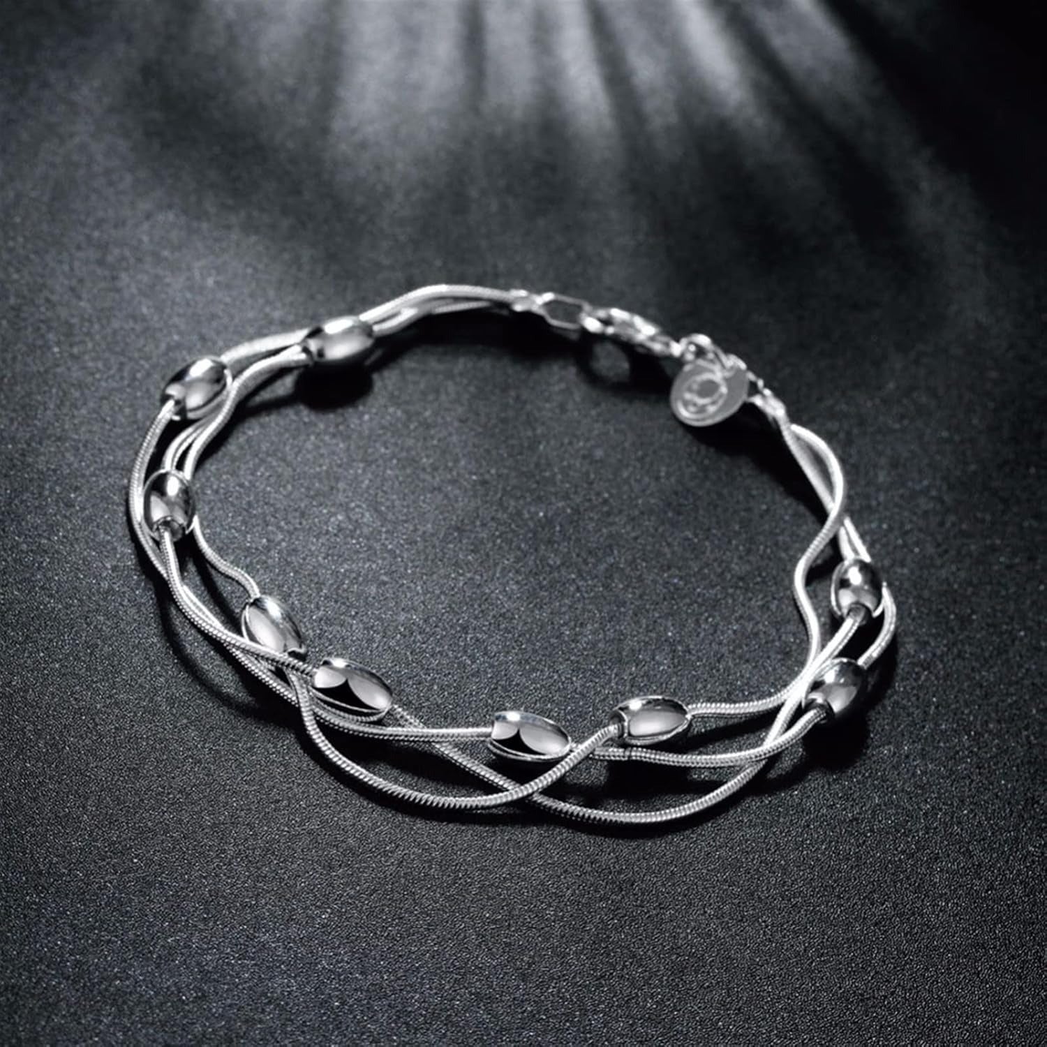 Three Lines Beads Charm Bracelet