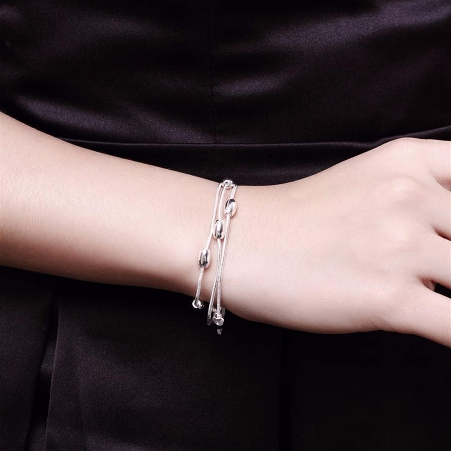 Three Lines Beads Charm Bracelet
