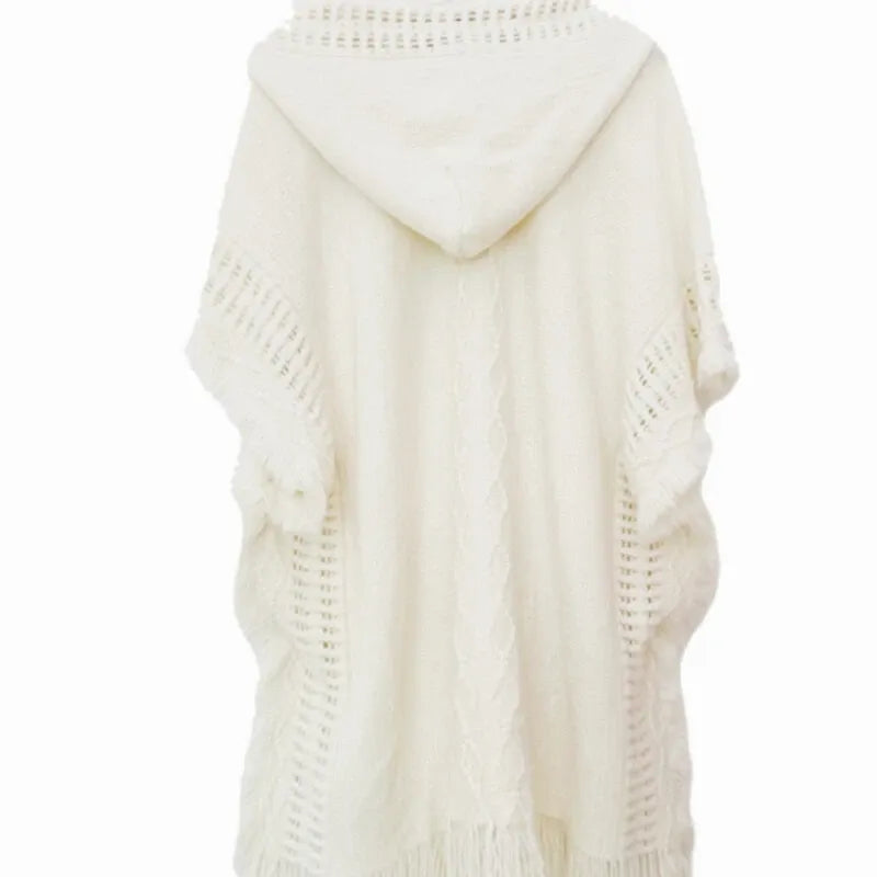 Women Knitted Cape Shawl Wrap Scarf