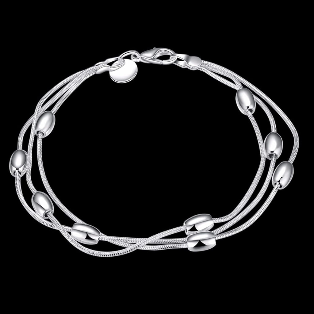 Three Lines Beads Charm Bracelet