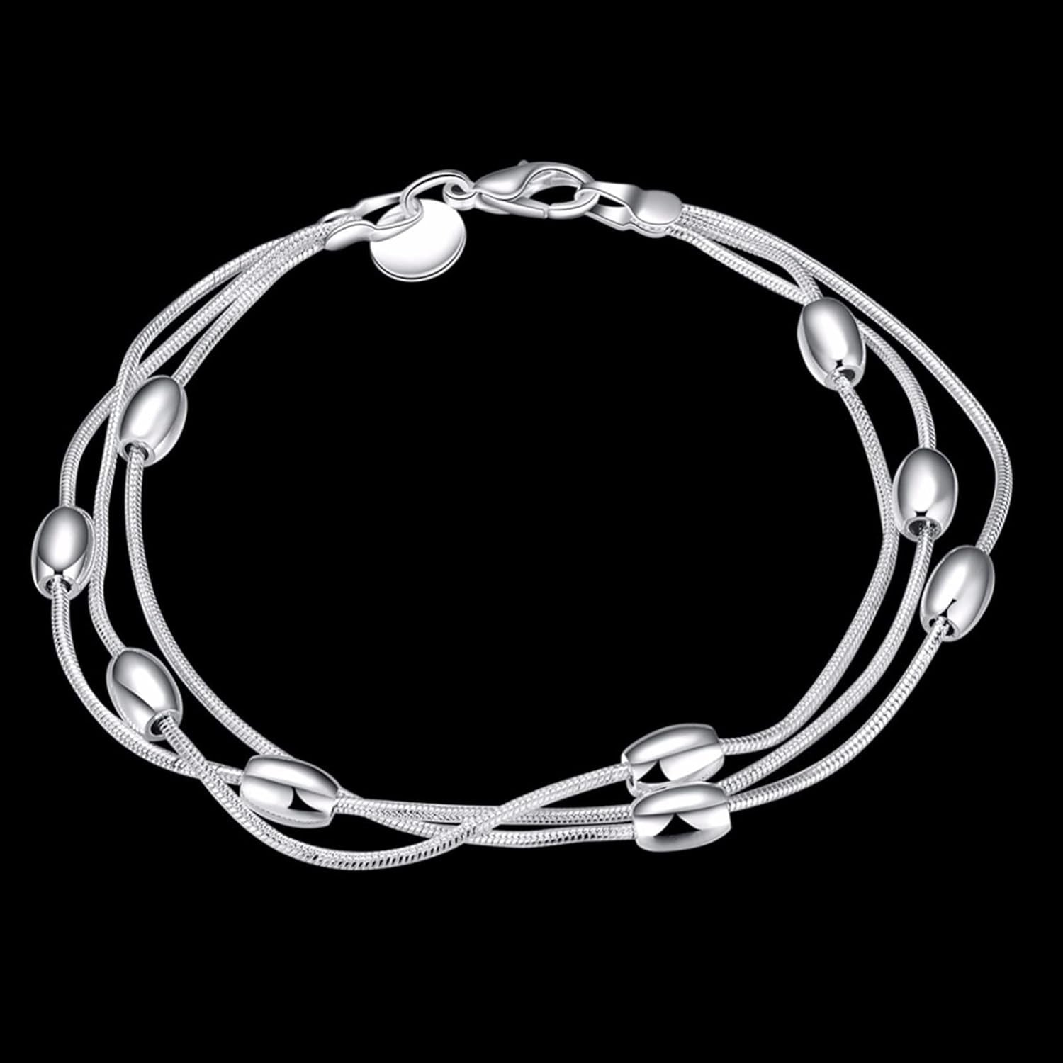 Three Lines Beads Charm Bracelet