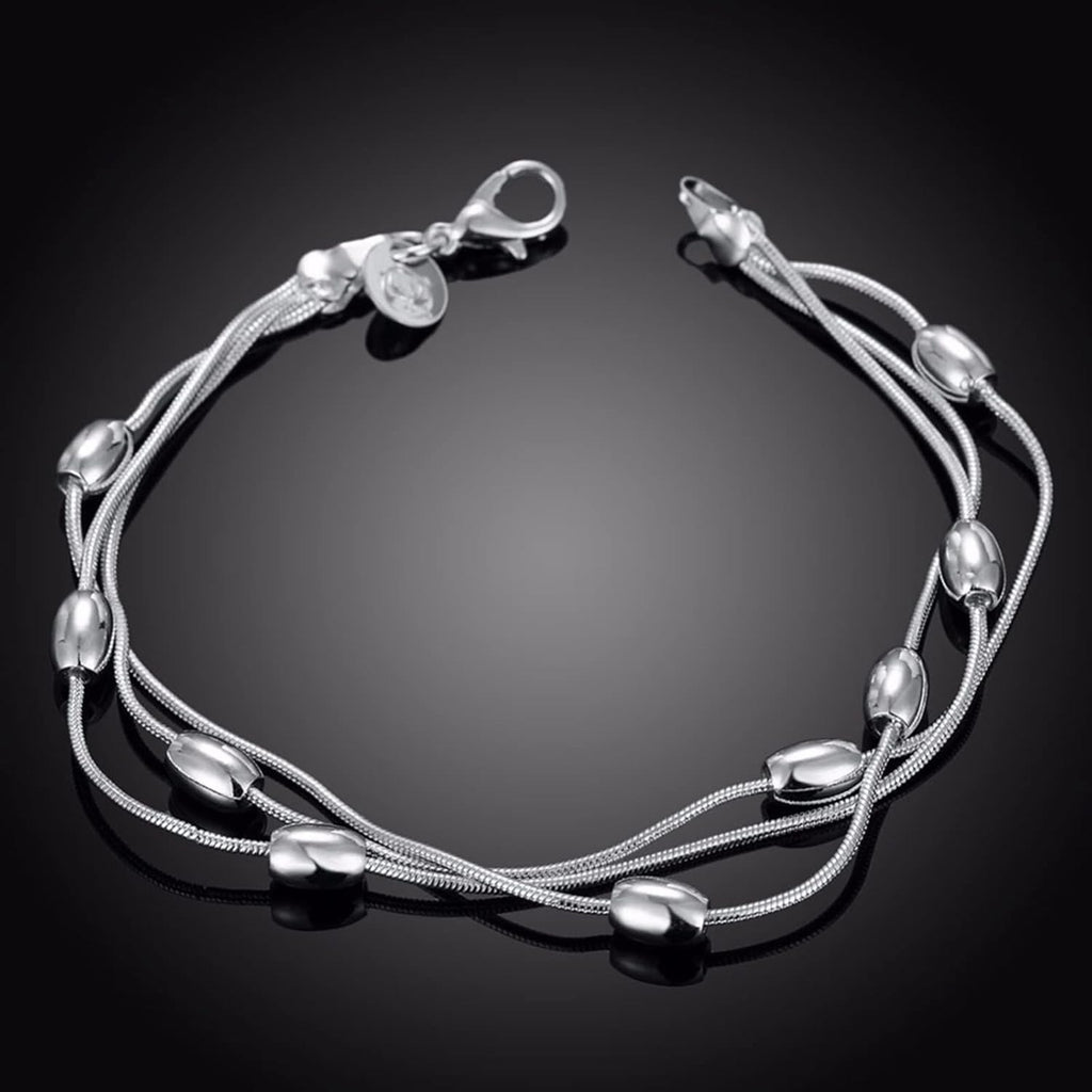 Three Lines Beads Charm Bracelet