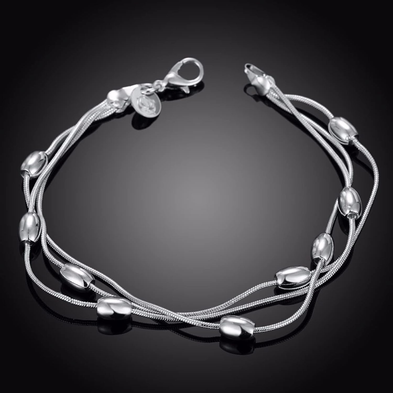 Three Lines Beads Charm Bracelet