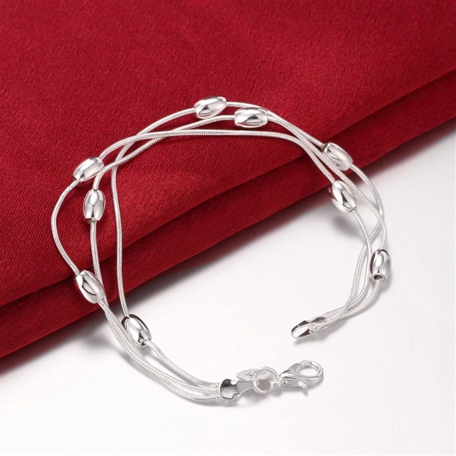 Three Lines Beads Charm Bracelet